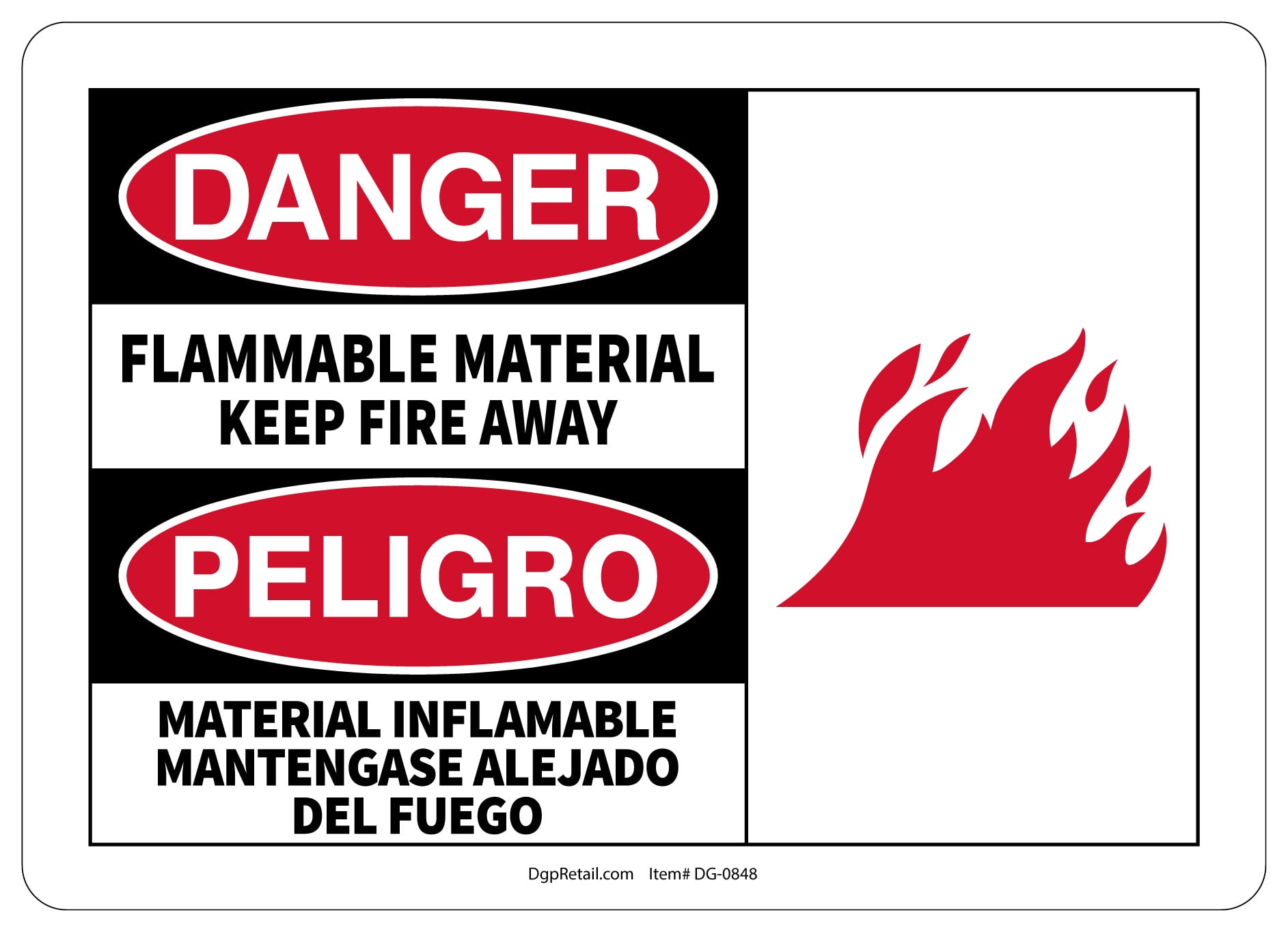 Danger Flammable Materials Peligro Materiales Inflamables LABEL DECAL STICKER 