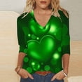 thumbnail image 2 of BLVB Womens 3/4 Sleeve Tshirt St Patricks Day Tees Shirt Shamrock Tops Casual V Neck Blouse Tops Green 7, 2 of 5