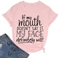 thumbnail image 2 of Camiseta con estampado de letras, camisa holgada de manga corta de gran tamaño para vacaciones, linda camisa divertida para mujer, verano, rosa, XL, 2 of 4