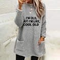 thumbnail image 2 of Jinhomg Oversized Fleece Pullover for Women Plus Size Thermal Cozy Long Sleeve Sweatshirts Trendy Letter Print Loungewear Tunic Tops with Pockets Seasonal Sale Gray S, 2 of 5