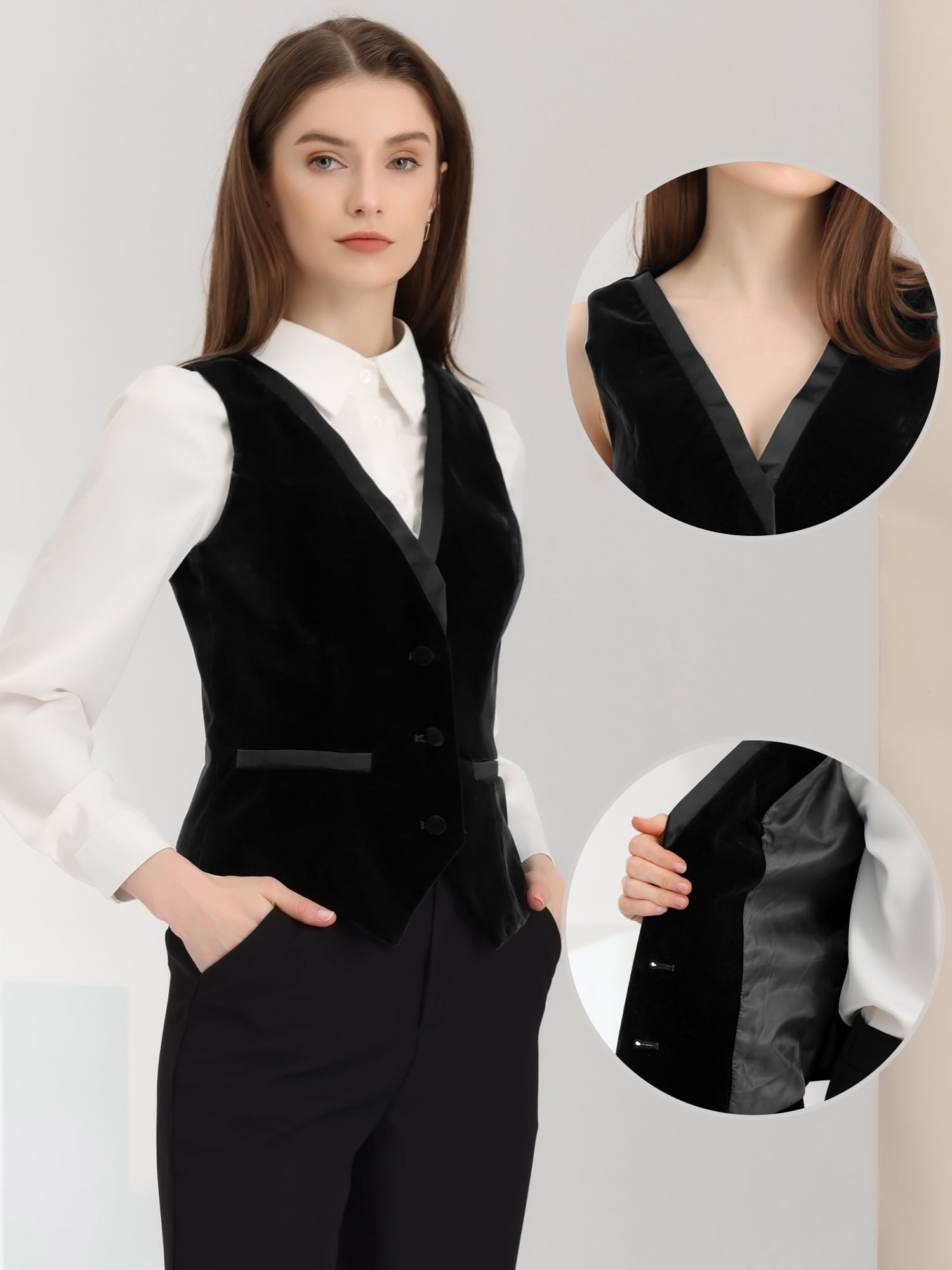 DARING DIVA Women's V Neck Retro Velvet Racerback Steampunk Vest 2XL Black