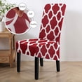 thumbnail image 3 of Stretchy Dining Chair Covers, XL/Oversized Removable Washable Soft Spandex High Back Large Chair Cover Slipcover for Dining Room Kitchen Hotel Table Banquet, Geometric Pattern (4 Per Set, Wine Red_01), 3 of 8