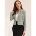 thumbnail image 4 of DARING DIVA Women's Elegant Stand Collar Business Plaid Tweed Blazer XL Beige, 4 of 6