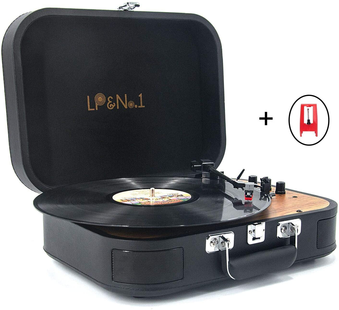 Record Player with Speakers Turntable for Vinyl Records Bluetooth Input & Output 3-Speed USB Direct Vinyl to MP3 Recording Vintage Player Support Pitch Adjustment Auto-Return Tone Arm 
