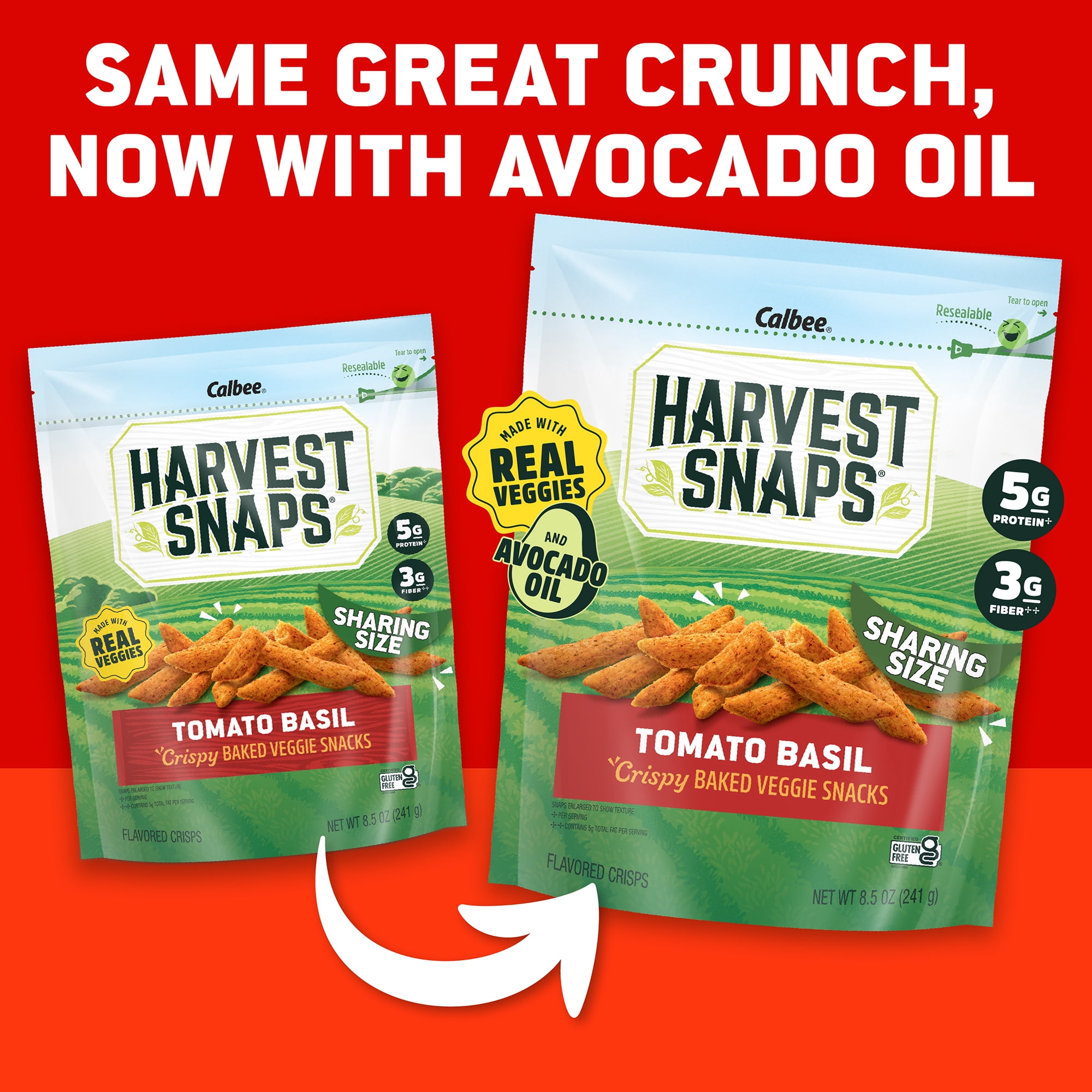 (3 pack) Harvest Snaps Snack Crisps Tomato Basil 8.5 OZ Bag