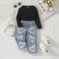 thumbnail image 4 of TOWED22 Toddler Girl Clothes Fall Girls Outfits Ruffle Sleeve Tops + Bell Bottom Flared Pants 2 Piece Winter,Black,1-2 Y, 4 of 9