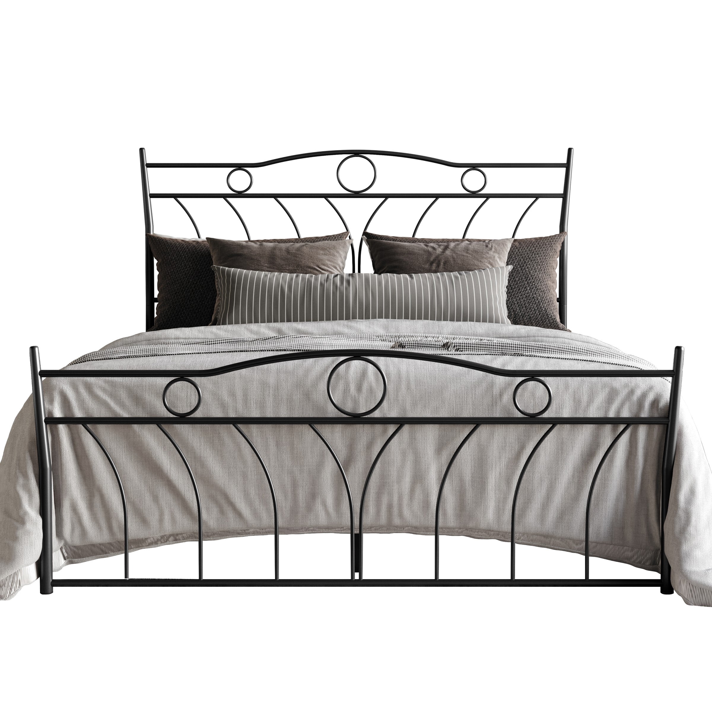 Home Design Shelby King Metal Bed Frame for Adults, Black, Classic Headboard and Footboard Design, Sturdy Frame, Easy Assembly