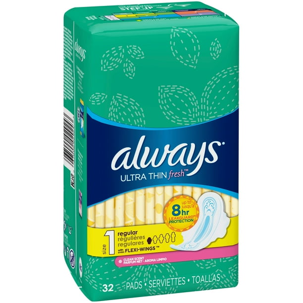 Fresh Always Ultra Thin Fresh Size 1 Regular Pads With Wings, Scented