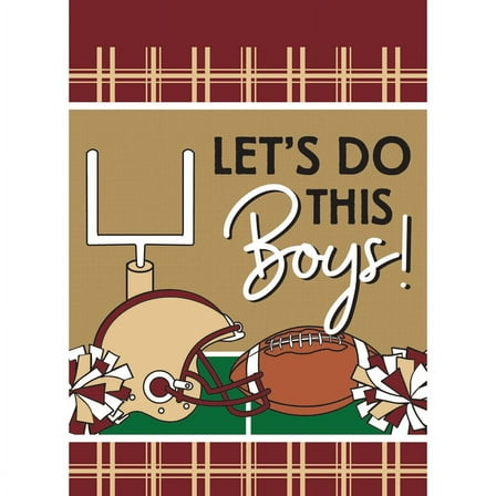 Magnolia Gardens M010093 13 x 18 in. Double Applique Football Fl Garnet & Gold Polyester Garden Flag