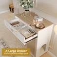 thumbnail image 4 of Cat Litter Box Enclosure Furniture Hidden Indoor 2-in-1 Wooden Cat House & Washroom Cabinet with Scratching Board Doors and Drawer, 31.5"x15.7"x34.6"H, 4 of 7