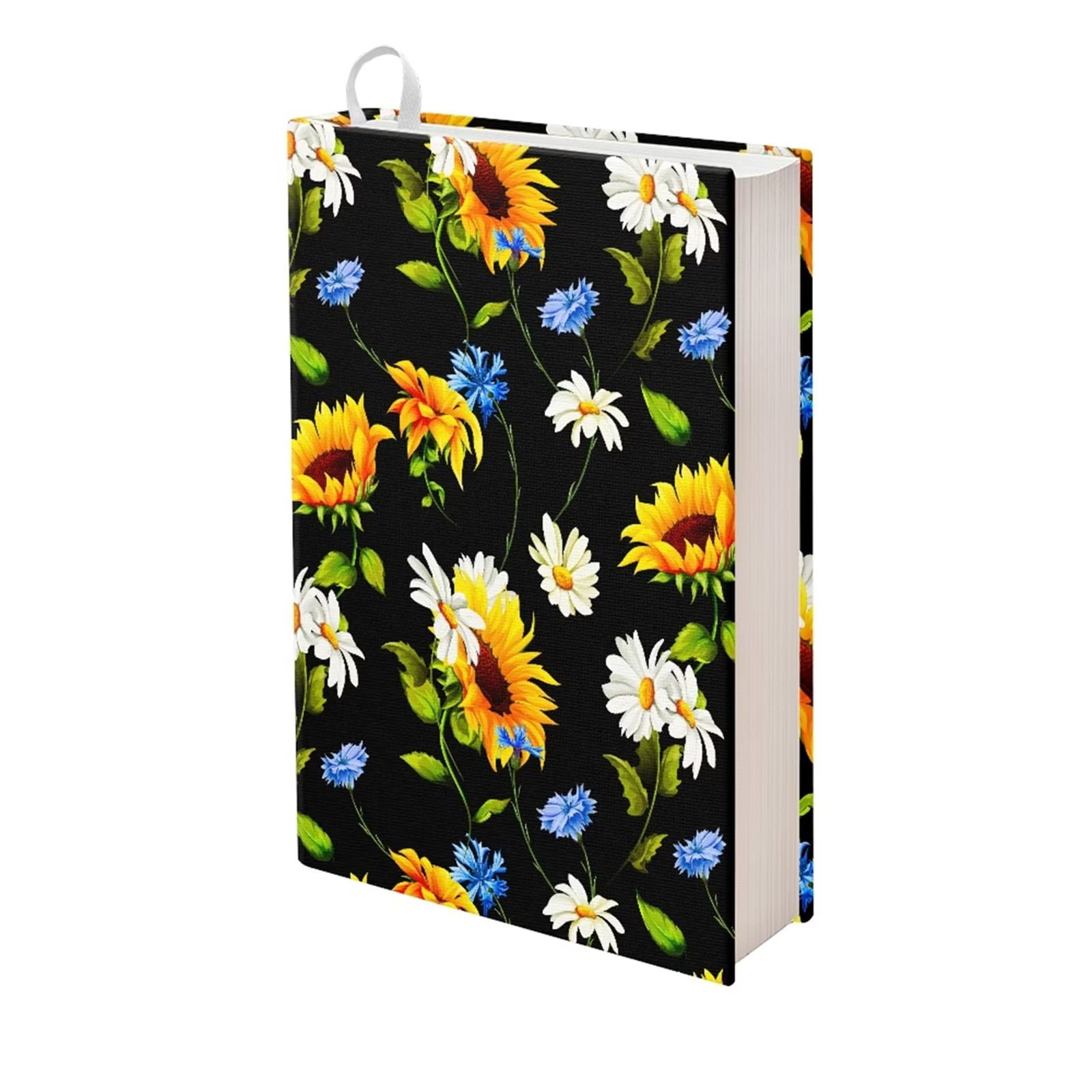 FKELYI Floral Sunflower Book Cover Up to 9"×11" Elastic Book Cover Protector for Hardcover