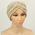 thumbnail image 2 of Bandanas for Women Women's Casual Solid Color Splice Crochet Knitted Hollow Headband Head Scarf for Women Beige One Size, 2 of 4