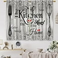 thumbnail image 5 of Farmhouse Rustic Grey Kitchen Curtains Vintage Fork Spoon Retro Small Short Cafe Window Curtains Barn Country Wooden Wood Sparkle Rod Pocket Bathroom Tier Window Treatment Drapes (26x36 Inch), 5 of 6