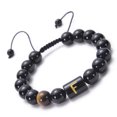 thumbnail image 1 of Qarigey 26 pulseras con letras ajustables de 10mm, cuentas de piedra de ojo de tigre de ónix negro Natural, de cuerda trenzada, regalo Ropa, zapatos y accesorios Miscelánea Numero 3, 1 of 6