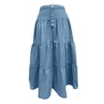 thumbnail image 5 of Angala Womens Skirts High Waist Tiered Maxi Skirts Solid Summer Flowy Lightweight Streetwear Holiday Casual Ladies Skirts Size S Blue, 5 of 5