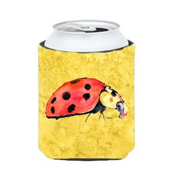 Lady Bug On Yellow Can Or bottle sleeve Hugger - 12 oz.