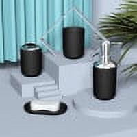 Giunmcul 4 Piece Bathroom Accessory Set, Modern Soap Dispenser, Toothbrush Holder, Tumbler and Soap Dish, Black/White PP Plastic for Bathroom Vanity