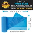 thumbnail image 2 of Dura-Gold 48" Wide x 88' Long Roll of Pure Blue Pre-Folded Making Film, 3 Pack - Overspray Paintable Plastic Protective Sheeting, Pull Down Drop Sheet, Auto Painting, Cover Cloth Home Walls Furniture, 2 of 6