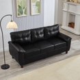 thumbnail image 3 of 79" Three-Seater Faux Leather Sofa with Hidden Storage, Black, 3 of 10