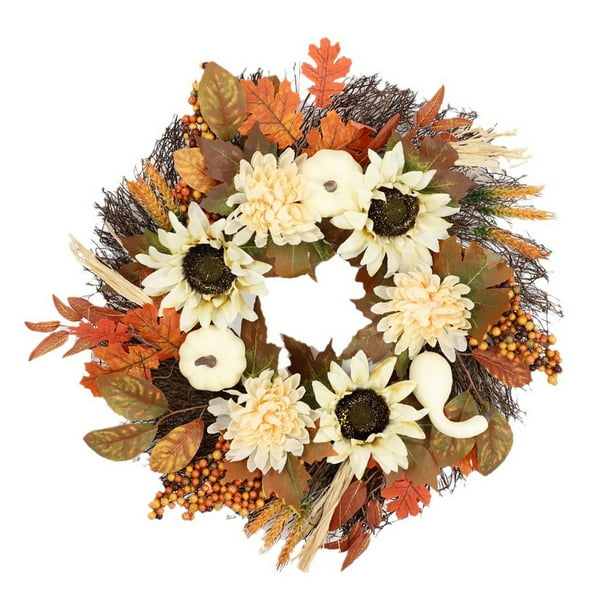 Yuarrent de calabaza de otoño, decoración colgante de puerta principal de Acción de Gracias, de otoño Artificial de plástico Decoración del hogar