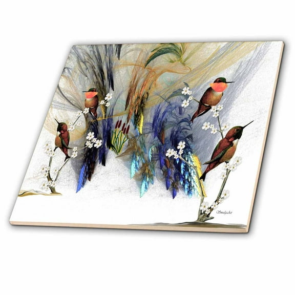 3dRose, Rufous Hummingbirds, 8 Inch Ceramic Tile