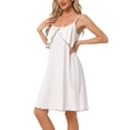 thumbnail image 4 of INSPIRE CHIC Women's Nightgown Spaghetti Strap Lingerie Nightdress Full Slip Ruffle Cami Slip Chemise Soft Sleepwear XL White, 4 of 6