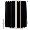 thumbnail image 2 of Shower Curtains for Bathroom, Black Beige Striped Waterproof Fabric Shower Curtain, Modern Farmhouse Retro Lines Decorative Bathroom Curtain for Bathtub, 66"x72", No Hooks Included, 2 of 9
