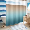 thumbnail image 5 of No Hook Shower Curtain, Navy Blue Brown Ombre Shower Curtains for Bathroom with See Through Top Window, Teal Gradient Color Modern Abstract Art Waterproof & Washable Bath Curtain Long 72"x78", 5 of 9