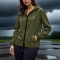 thumbnail image 4 of WIZUTIZ Women's Waterproof Rain Jacket Zip Up Hooded Lightweight Packable Long Sleeve Outdoor Windbreaker Raincoat with Pockets Coat Layer Top, 4 of 5
