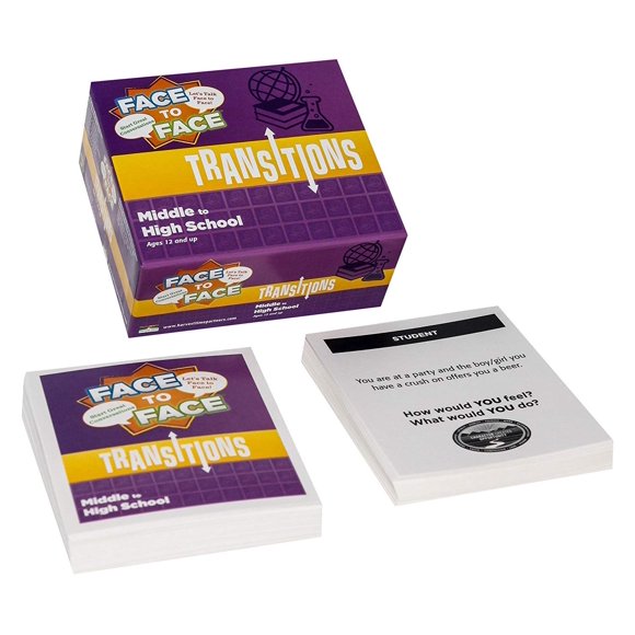 Juego de cartas de transiciones cara a cara (edición de escuela intermedia a secundaria): desarrollo de la comunicación para transiciones importantes de la vida a partir de 12 años