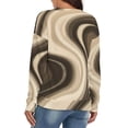 thumbnail image 4 of Abstract Brown Wave Pattern V-neck Sweater Winter Clothes Long Sleeve Knitwear Sweater Women's Pullover, 4 of 5