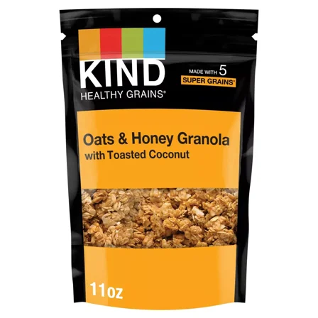 Pack of 6, Kind Oats & Honey Granola with Toasted Coconut, 11 oz