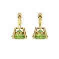 thumbnail image 4 of 14K Solid Gold Lever Back Stud Earrings for Women | 4 cttw Round Cut Natural Peridot | Yellow Gold, 4 of 5