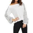 thumbnail image 1 of Women Polka Dot Printed Color Block Long Sleeve Pullover Shirt, 1 of 7