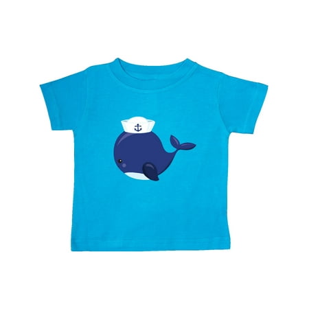 

Inktastic Navy Blue Whale With Sailor Hat Sailor Whale Gift Baby Boy or Baby Girl T-Shirt