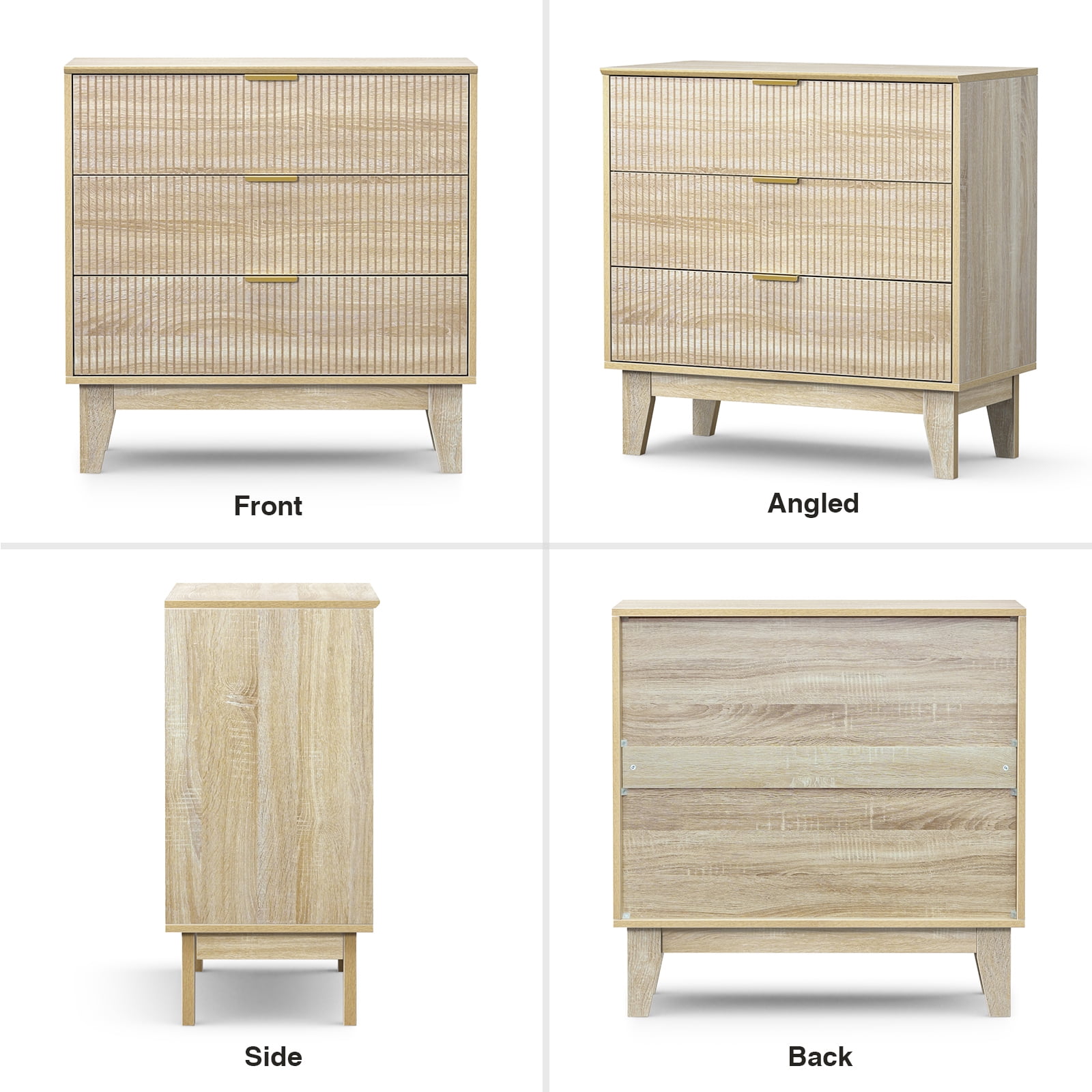 Eumyviv 3 Drawer Dresser Chest of Drawers for Bedroom,  Mid Century Modern Wood Oak Closet Storage Dresser Suitable for Living Room, Nursery, and Hallway