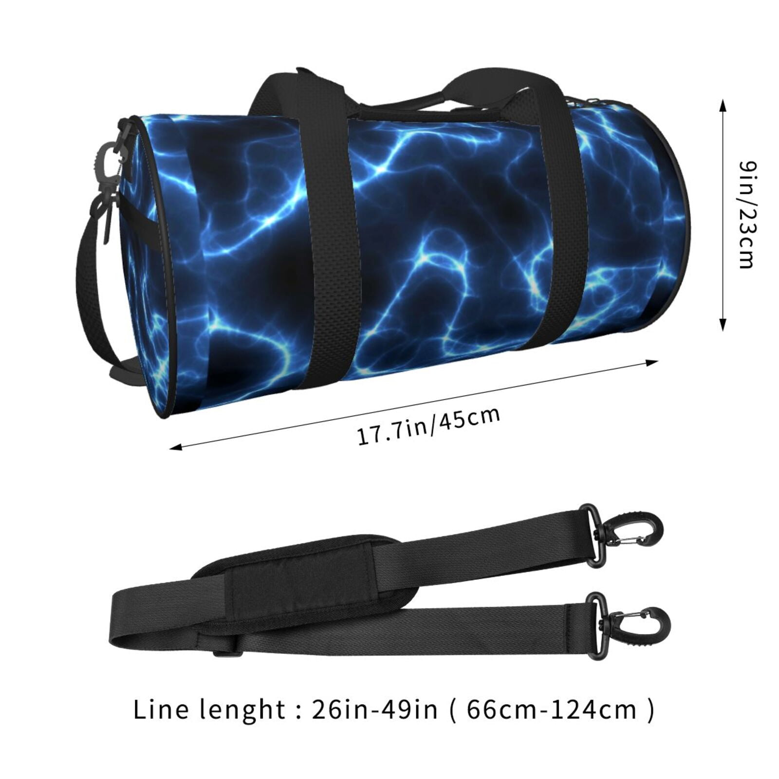 Vsdgher Blue Lightning 45L Foldable Duffel Bag, Sports Gym Bag,Overnight Bag, Portable Weekender Bag for Airplanes