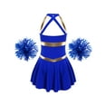 thumbnail image 4 of DPOIS Kids Girls Shiny Cheerleading Dance Dress Outfit Cheer Leader Uniform Royal Blue 8, 4 of 7