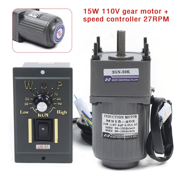 15W Adjustable Speed Motor AC Gear Electric Motor Reversible Motor With Variable Speed Controller