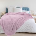 thumbnail image 4 of Sherpa Fleece Blanket Queen Size, Soft Warm Teddy Sherpa Blanket,Lightweight Plush Microfiber Fleece Shaggy Blanket for Sofa Couch Bed (90" x 90", Pink Lavender) Unique Bargains Manta, 4 of 8