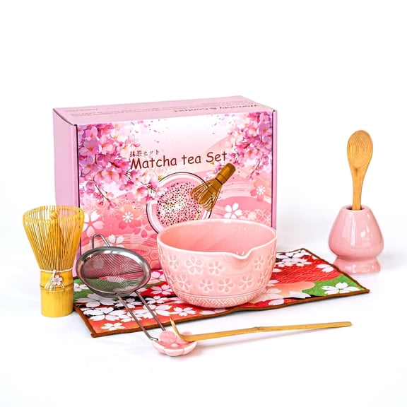 Matcha Whisk Set, 8-Piece Japanese Matcha Tea Ceremony Kit with Bamboo Whisk, Bowl, Scoop & Gift Box
