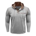 thumbnail image 5 of Men's Long Sleeve Hooded T-Shirt Casual Pullover with Button Lightweight Basic Top for Outdoor Activities and Daily Wear Mens T-Shirts Color Blues Slim V Neck T Shirts, 5 of 7