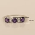 thumbnail image 5 of 4mm Round Shape Amethyst 925 Sterling Silver Three Stone Women Anniversary Ring, 5 of 7