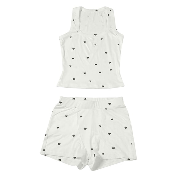 SCSAlgin Womens Pajama Sets Casual Sleeveless Tank Top and Shorts Ribbed Knit 2 Piece Lounge Set