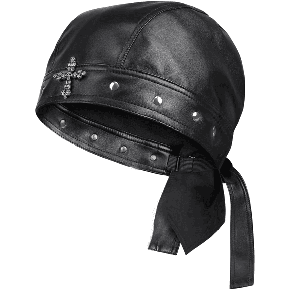 Biker Cap for Women Leather - Adjustable Motorcycle Skull Cap with Snug Fit, Stylish Biker Doo Rag Headwrap for Riding & Outdoor Activities