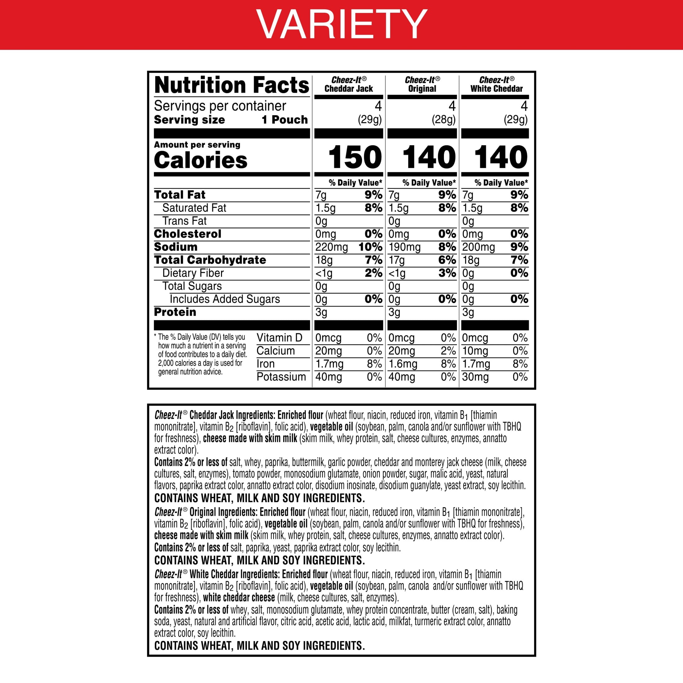 Cheez-It Variety Pack Cheese Crackers, Baked Snack Crackers, 12 Count
