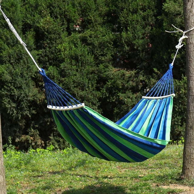 Hamaca de lona doble de color para acampar al aire libre, silla colgante para dormitorio universitario, hamaca antivuelco