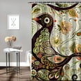 thumbnail image 2 of Chilfamy  Ethnic Shower Curtain, Oriental Floral Leaf Pattern with Middle Eastern Design, Cloth Fabric Bathroom Decor Set with Hooks, Grey Yellow Chocolate White, 2 of 7
