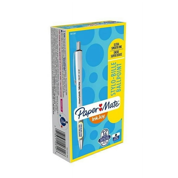 Papermate 1951347 1 mm Inkjoy 700 RT Retractable Ballpoint Pen, Black Ink - White Barrel