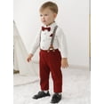 thumbnail image 4 of WESIDOM Baby Boy Clothes Toddler Formal Outfits Long Sleeve Romper Suspender Pants Bowtie Hat 0-18M, 4 of 17